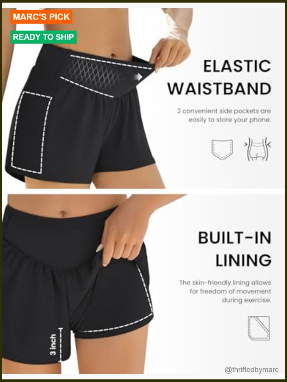 High Waisted Swim Shorts With Pockets Tummy Control Board Shorts View 4